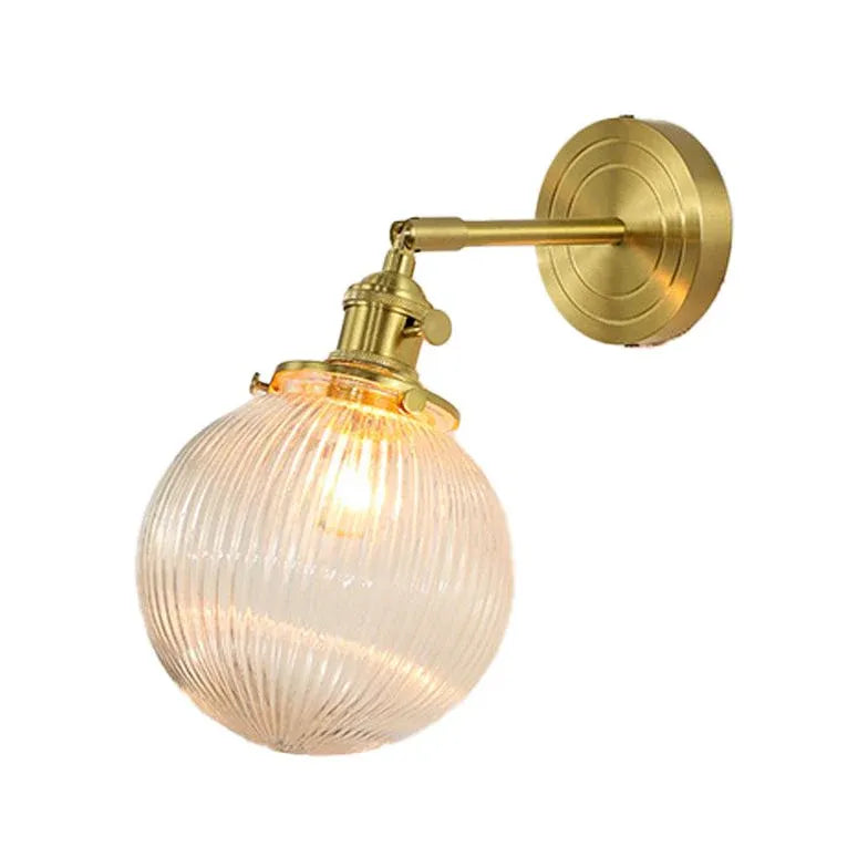 Gold Single Arm Wall Light For Bathroom Hailie Metal & Glass Led Ip44