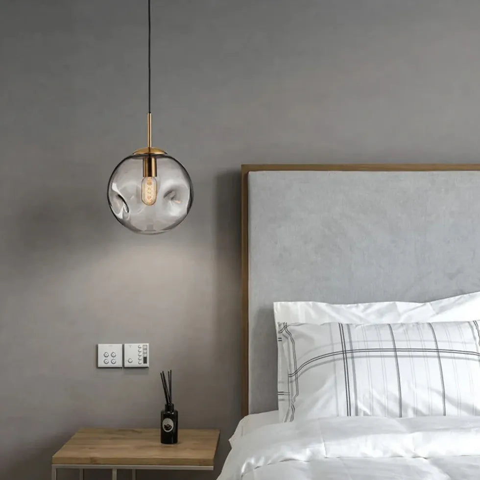 Coloured Glass Pendant Light For Bedroom Hailie Metal & Glass Led