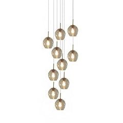 Gold Statement Pendant Light For Living Room Hailie Metal & Glass Ip20