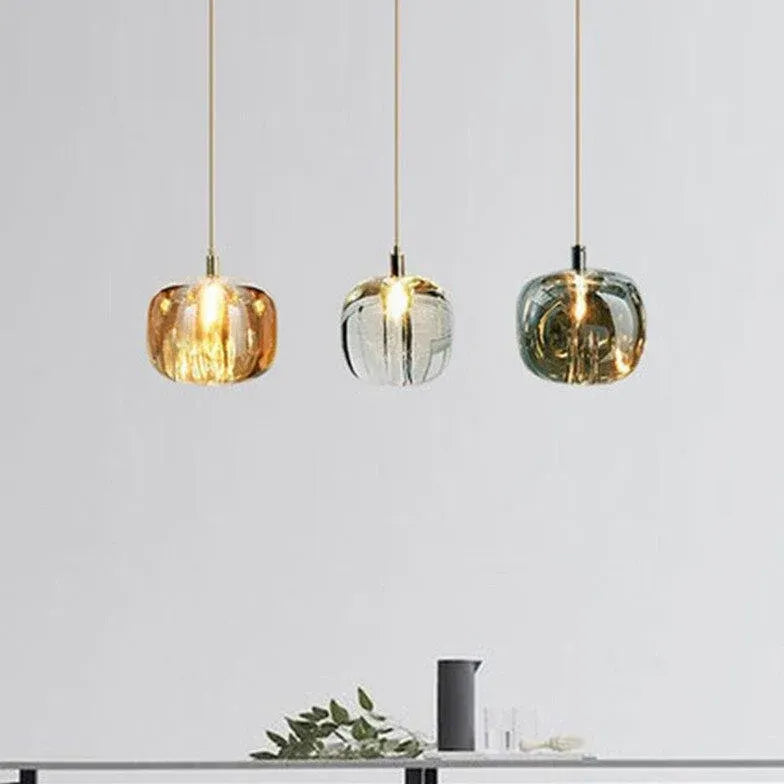 Coloured Glass Pendant Light For Bedroom Modern Metal & Glass