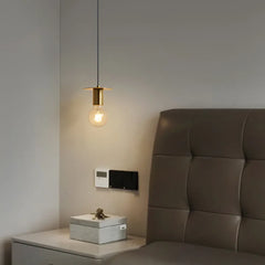 Bedside Pendant Light For Bedroom Hailie Metal & Walnut Warm White Led Ip20