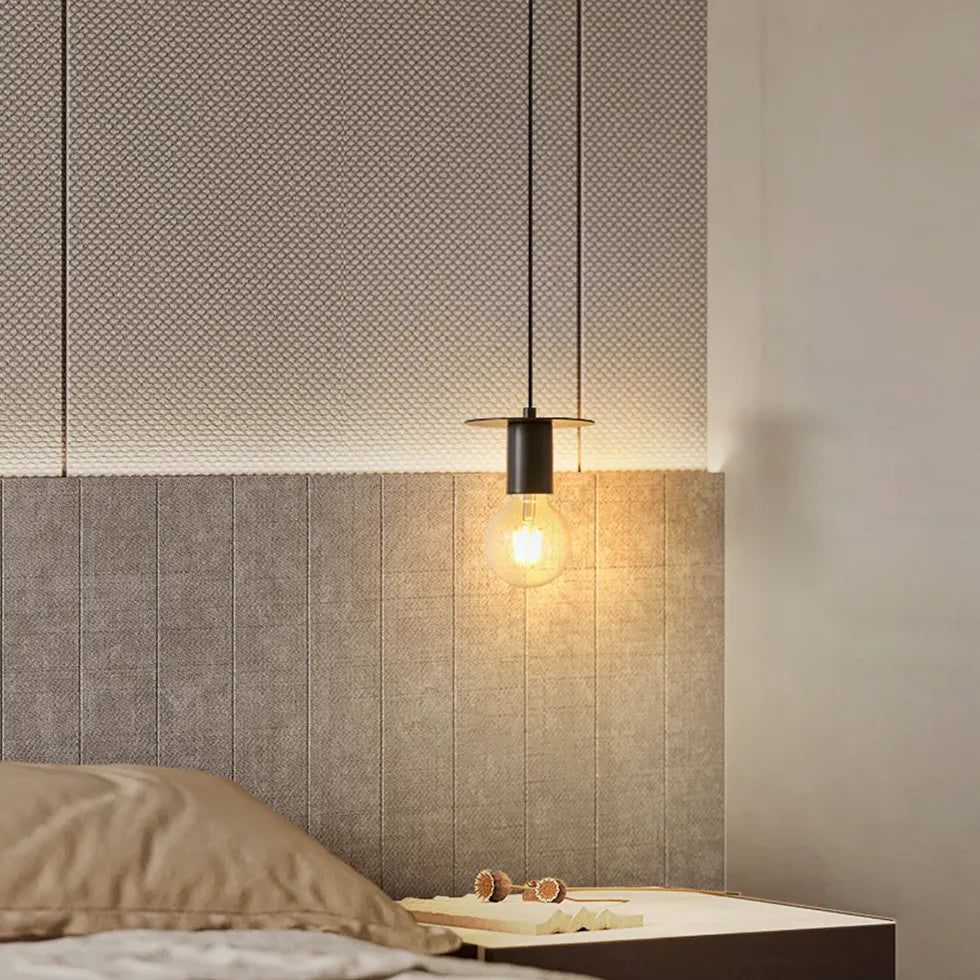 Bedside Pendant Light For Bedroom Hailie Metal & Walnut Warm White Led Ip20