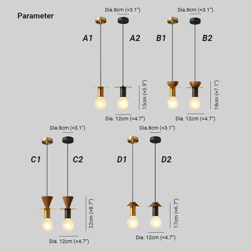 Bedside Pendant Light For Bedroom Hailie Metal & Walnut Warm White Led Ip20