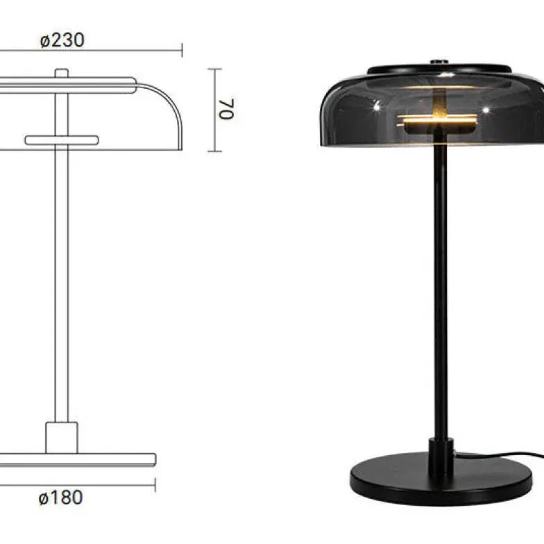 Hailie Modern Umbrella Glass Table Black Table Lamp