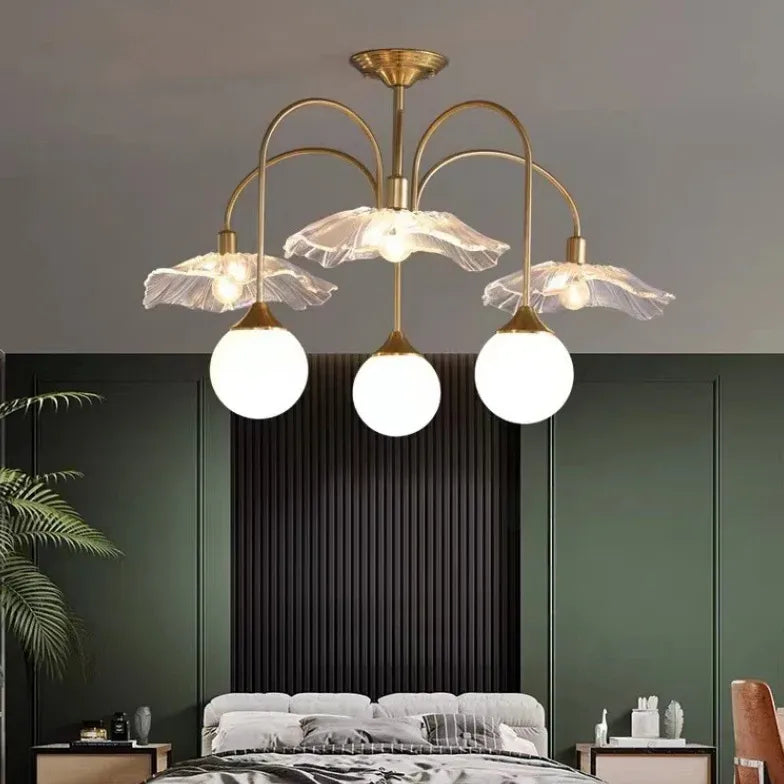 Gold Statement Pendant Light For Bedroom Hailie Metal & Glass Ip20 Led