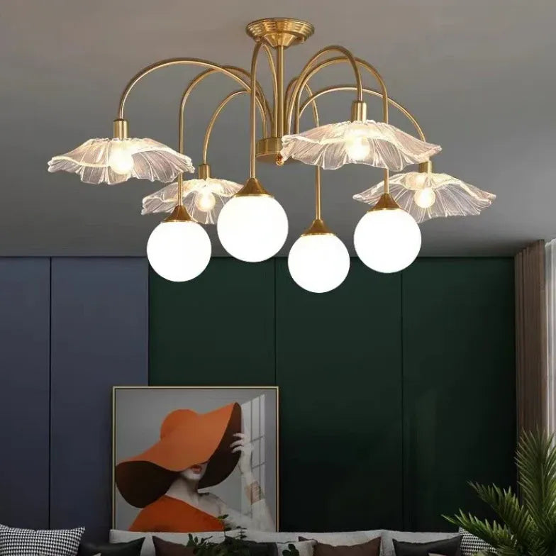 Gold Statement Pendant Light For Bedroom Hailie Metal & Glass Ip20 Led