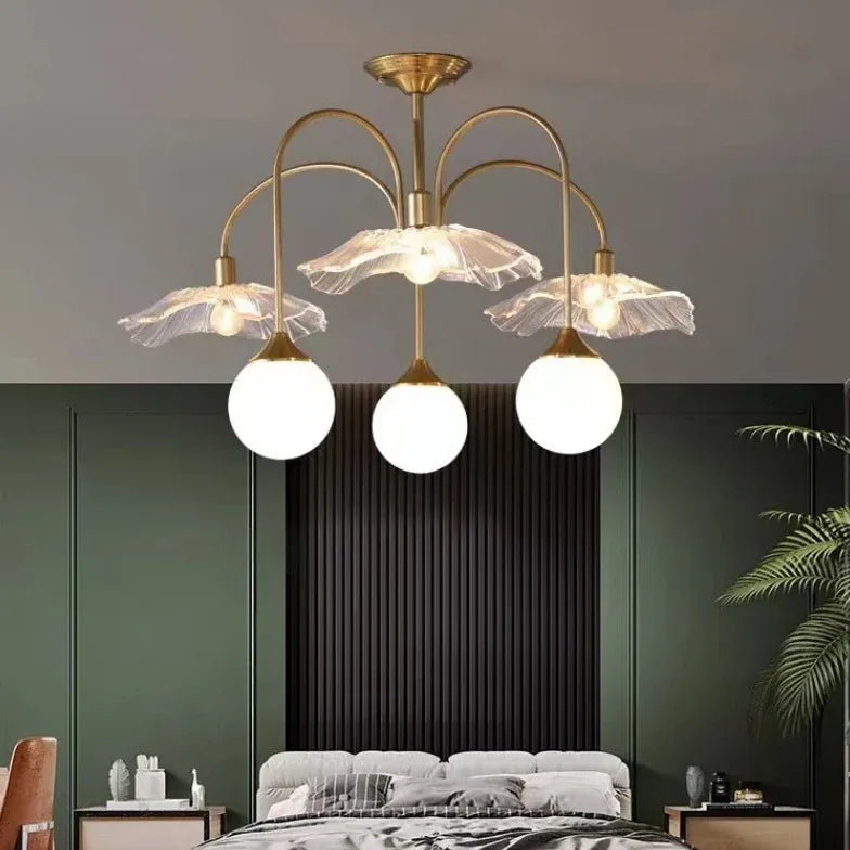 Gold Statement Pendant Light For Bedroom Hailie Metal & Glass Ip20 Led