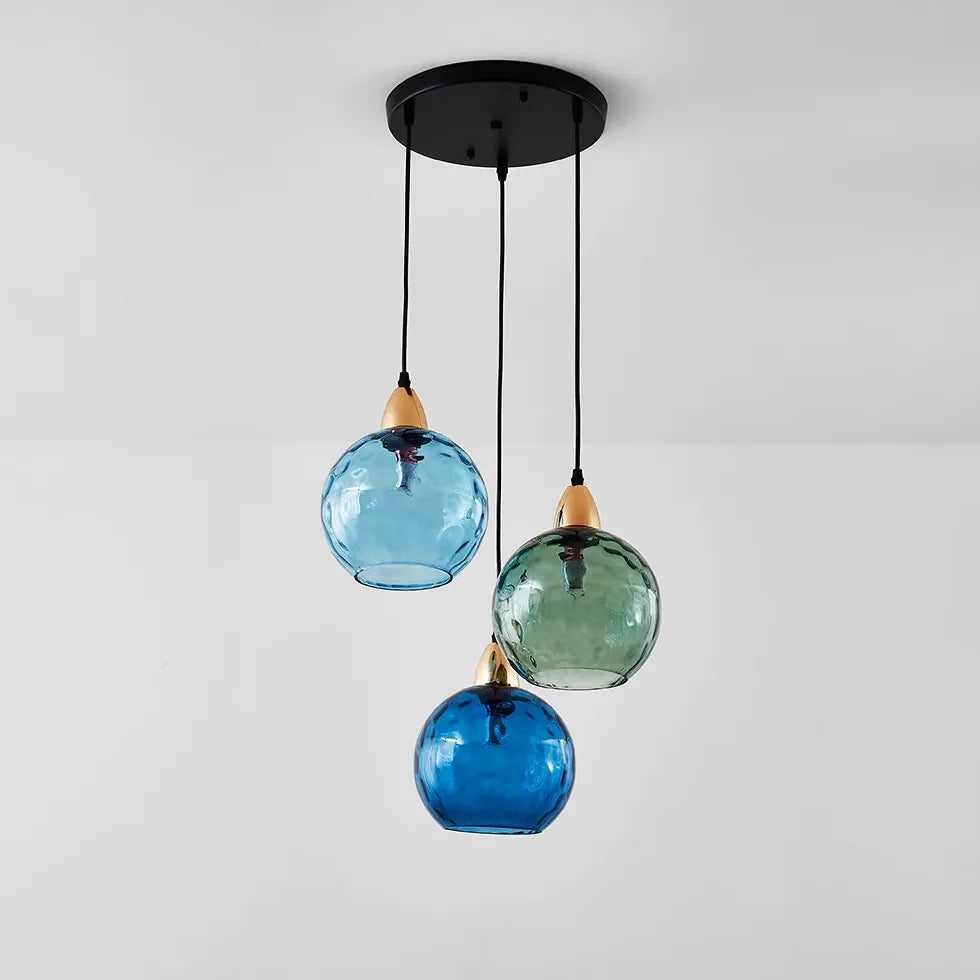 Coloured Glass Pendant Light For Bedroom Hailie Metal Ip20