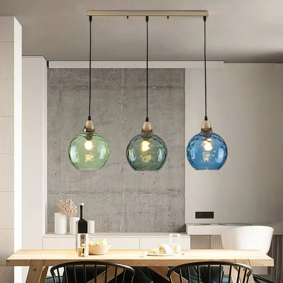 Coloured Glass Pendant Light For Bedroom Hailie Metal Ip20