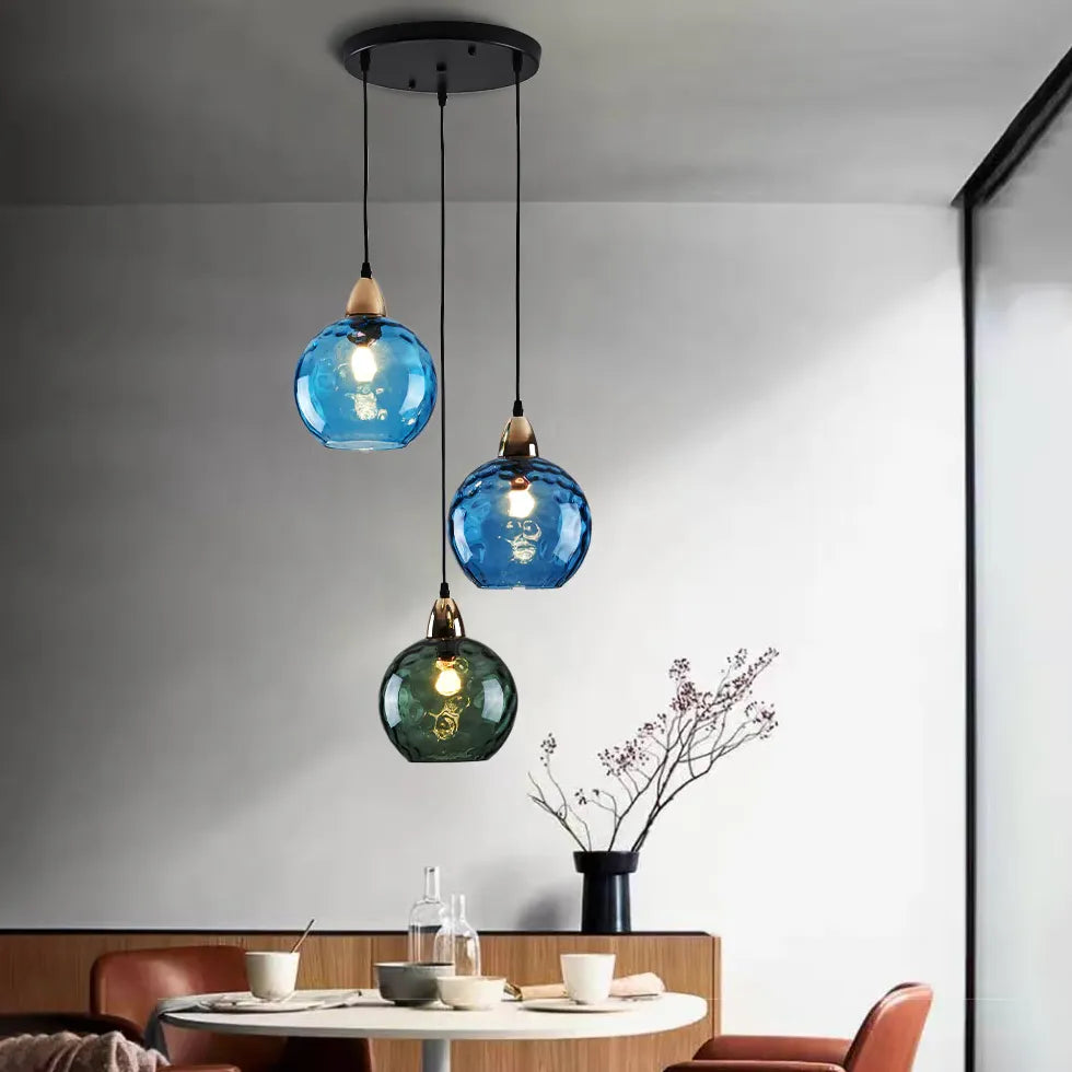 Coloured Glass Pendant Light For Bedroom Hailie Metal Ip20