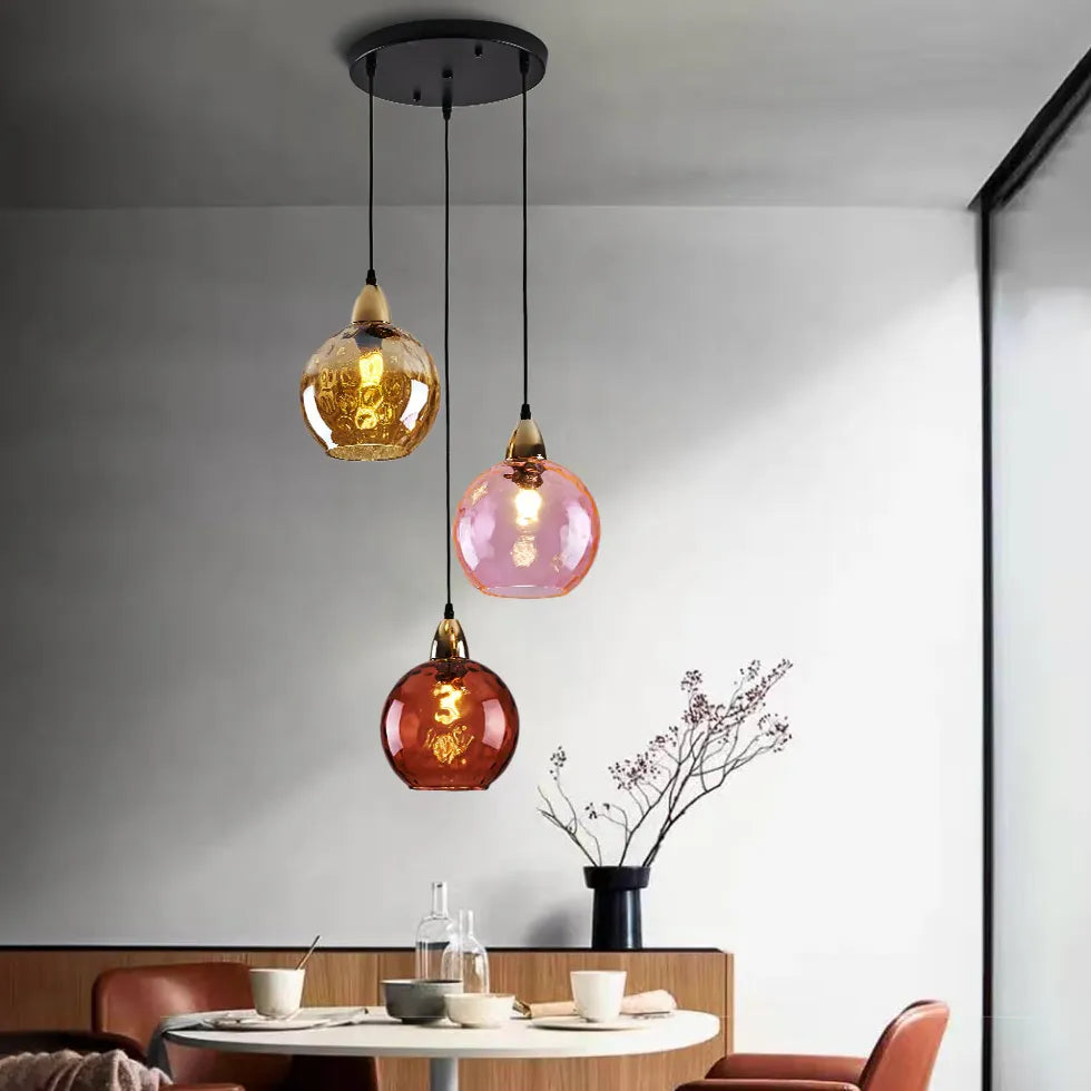 Coloured Glass Pendant Light For Bedroom Hailie Metal Ip20