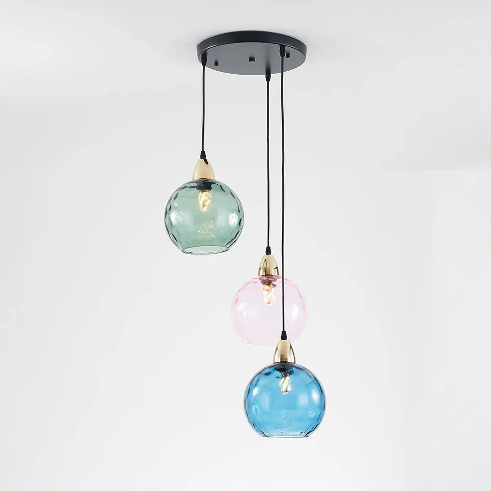 Coloured Glass Pendant Light For Bedroom Hailie Metal Ip20