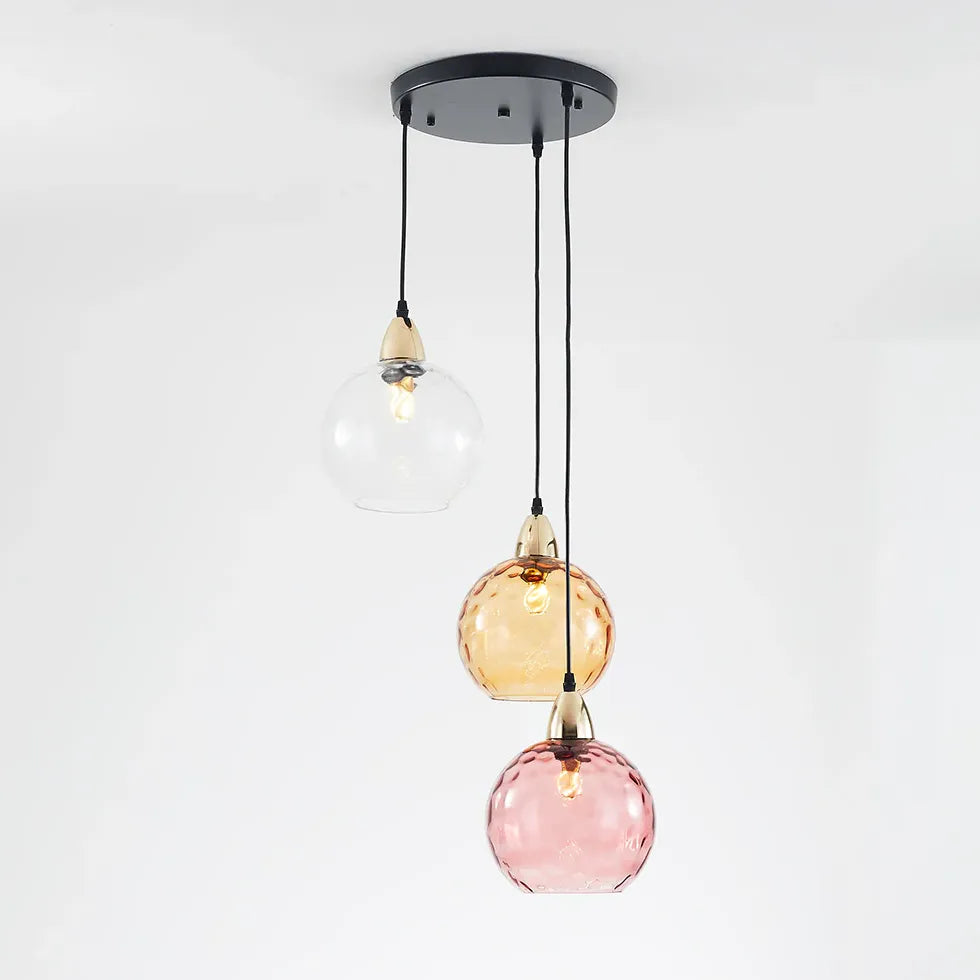 Coloured Glass Pendant Light For Bedroom Hailie Metal Ip20