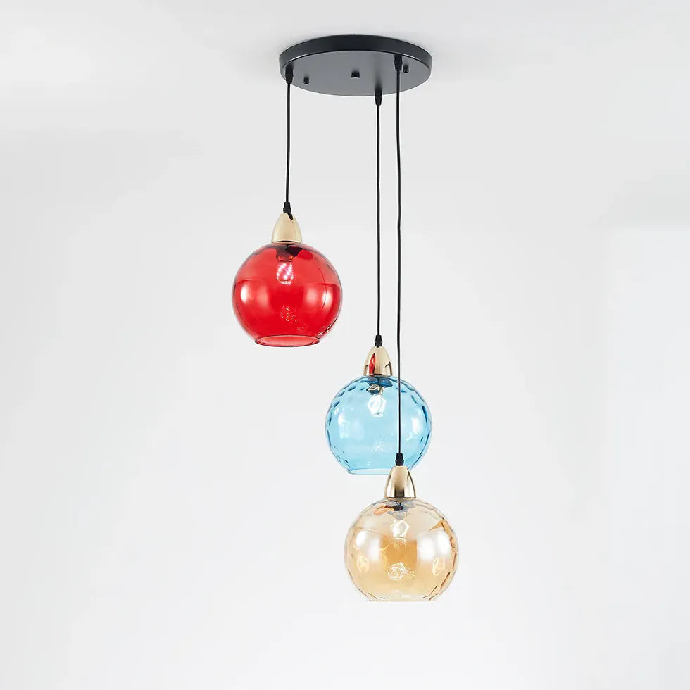 Coloured Glass Pendant Light For Bedroom Hailie Metal Ip20