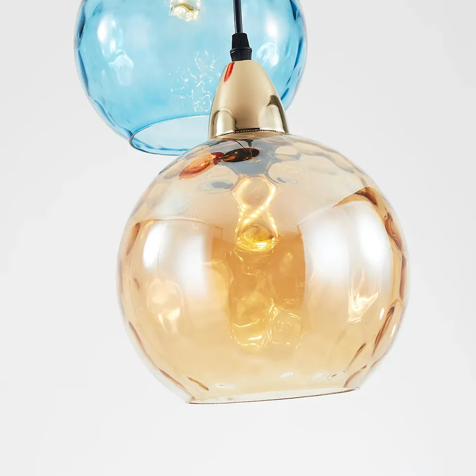 Coloured Glass Pendant Light For Bedroom Hailie Metal Ip20