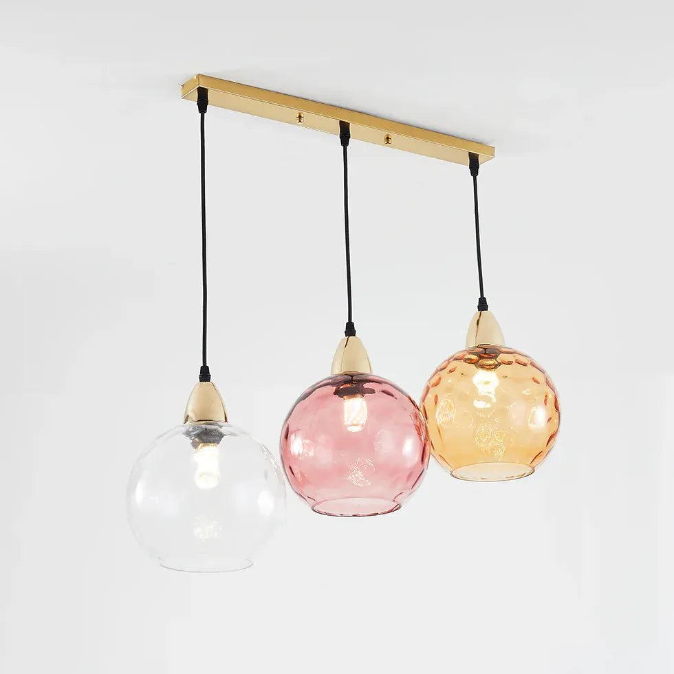 Coloured Glass Pendant Light For Bedroom Hailie Metal Ip20