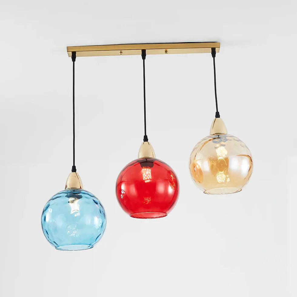 Coloured Glass Pendant Light For Bedroom Hailie Metal Ip20