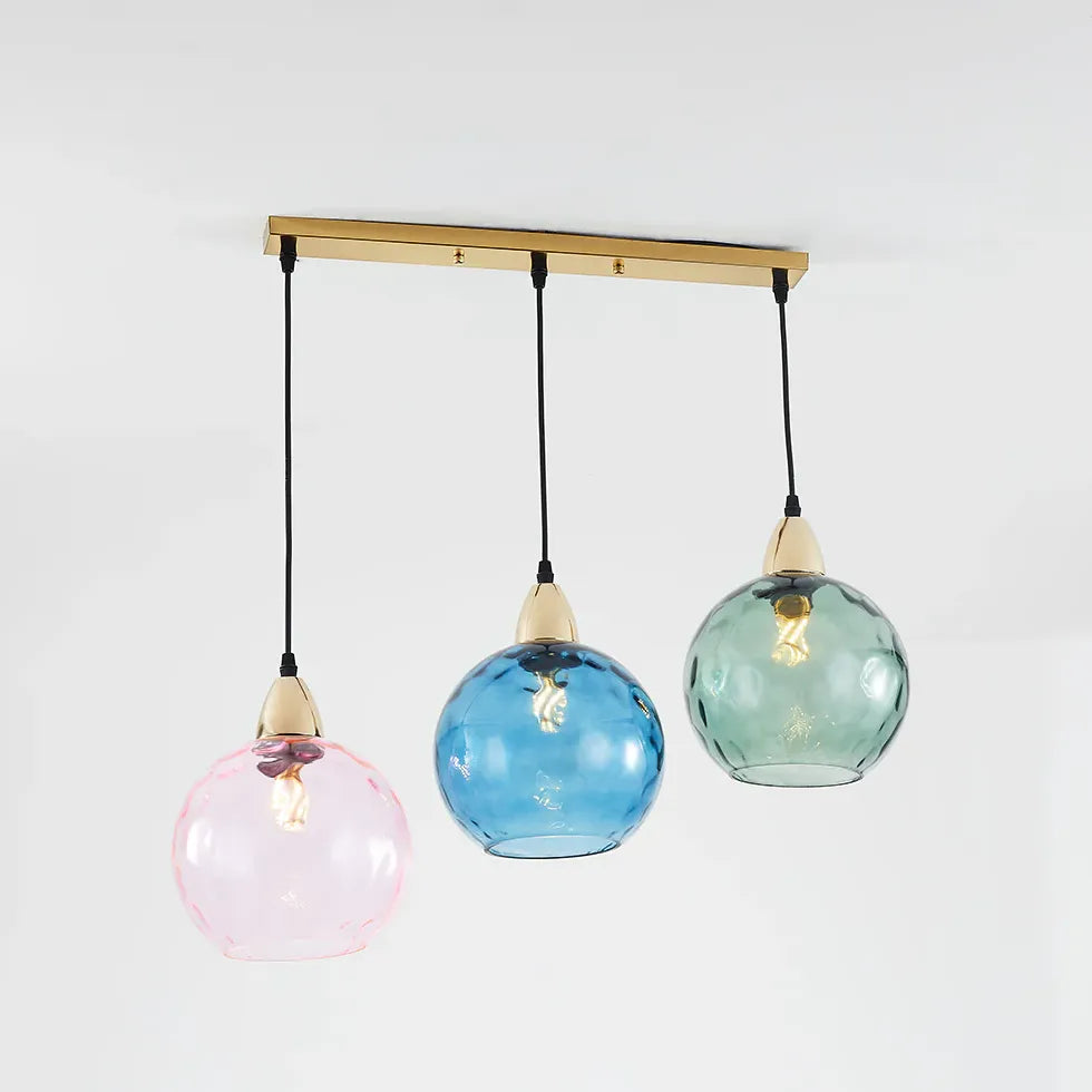 Coloured Glass Pendant Light For Bedroom Hailie Metal Ip20