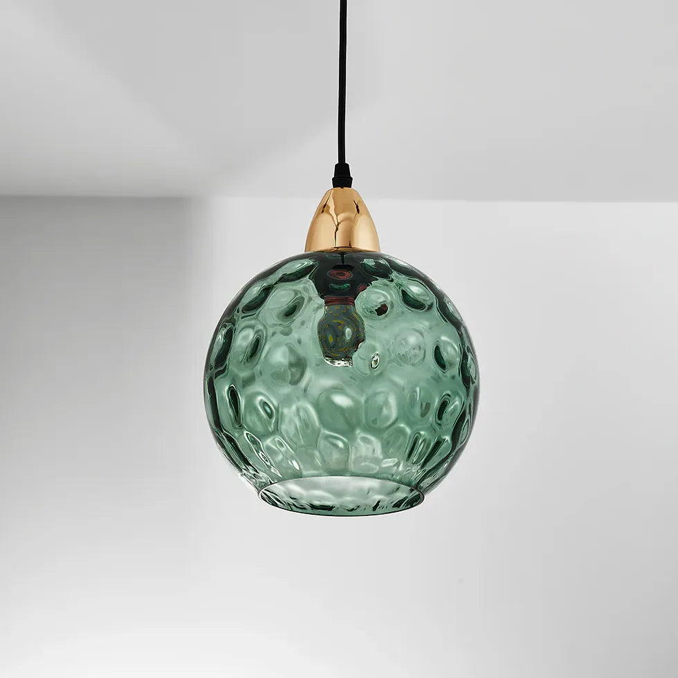 Coloured Glass Pendant Light For Bedroom Hailie Metal & Glass Warm White Led Ip20