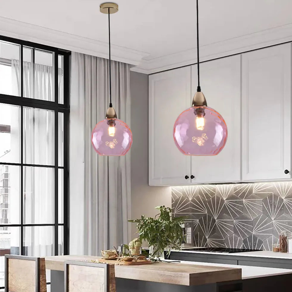 Coloured Glass Pendant Light For Bedroom Hailie Metal & Glass Warm White Led Ip20