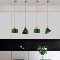 Green Light Single Pendant For Dining Room Hailie Metal & Glass