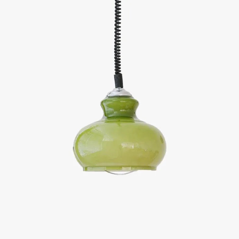 Green Rise & Fall Pendant Light For Living Room Hailie Glass Dimmable Led