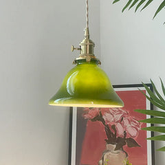 Green Bar Pendant Light For Bedroom Hailie Metal & Glass Warm White Ip20