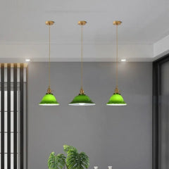 Green Bar Pendant Light For Bedroom Hailie Metal & Glass Warm White Ip20