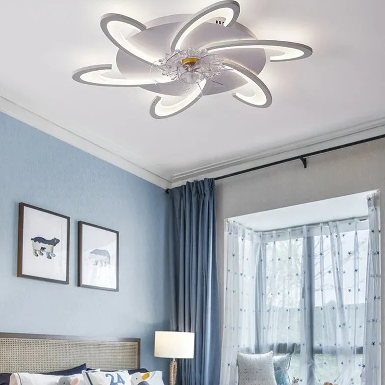 Ceiling Fan With Light For Bedroom Hana Metal & Acrylic Dimmable Ip20