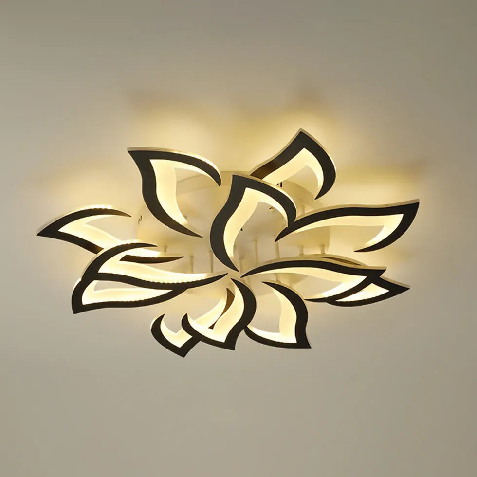 Black Hana Elegant Flower Flush Mount Ceiling