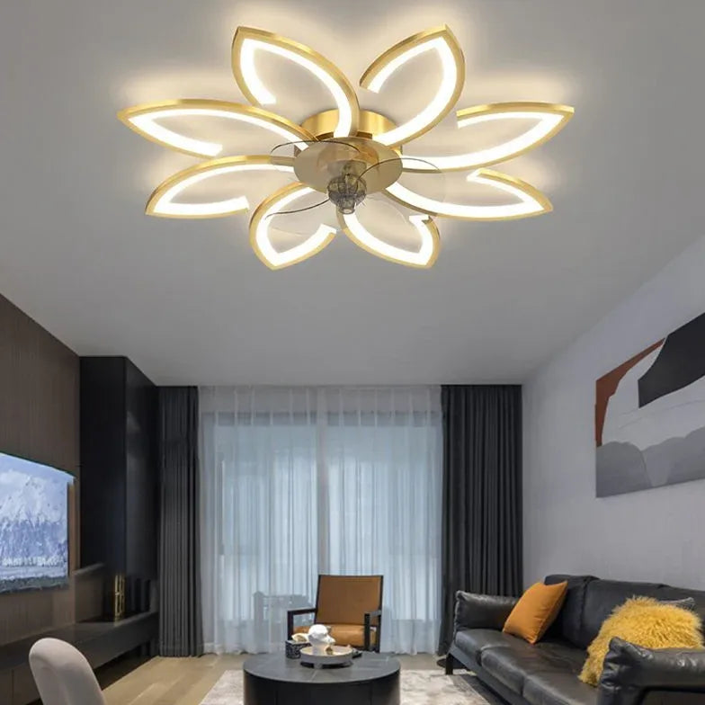 Ceiling Fan With Light For Bedroom Hana Metal & Acrylic Dimmable