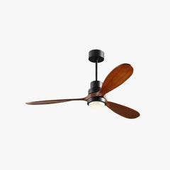 Black Ceiling Fan With Light For Study Room Haydn Metal & Wood Led