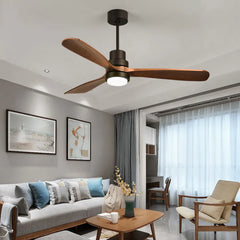 Black Ceiling Fan With Light For Study Room Haydn Metal & Wood Led