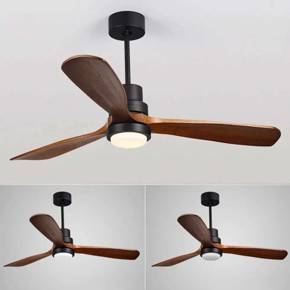 Black Ceiling Fan With Light For Study Room Haydn Metal & Wood Led