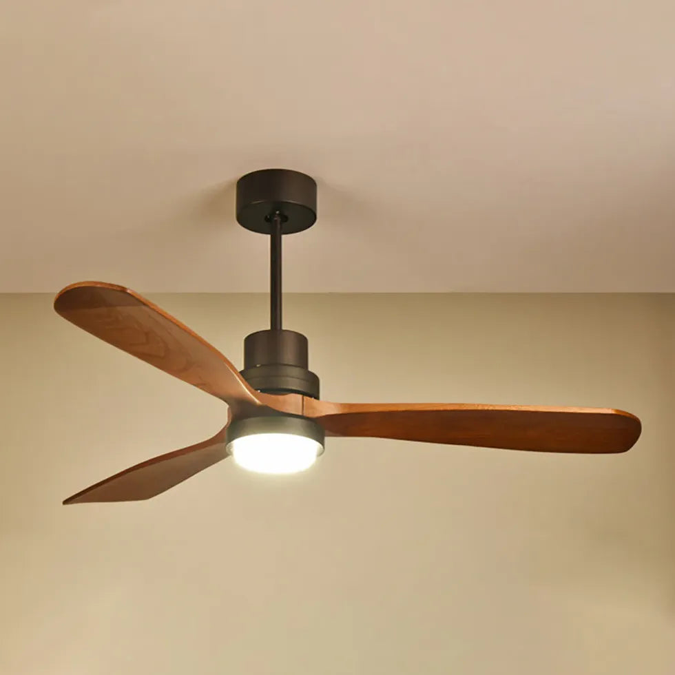 Black Ceiling Fan With Light For Study Room Haydn Metal & Wood Led