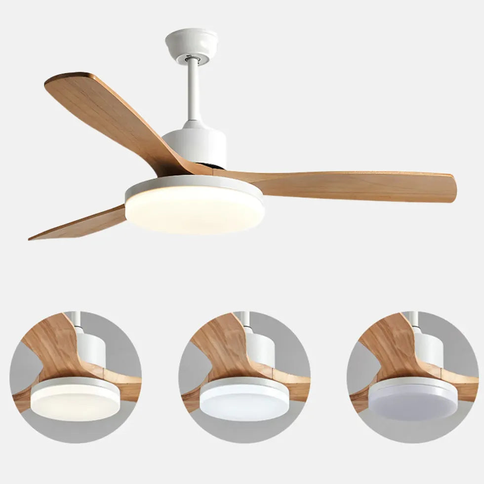 White Ceiling Fan With Light For Study Room Haydn Metal & Acrylic Ip20 Dimmable Led