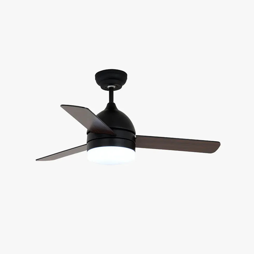 Black Ceiling Fan With Light For Study Room Haydn Metal Dimmable Ip20