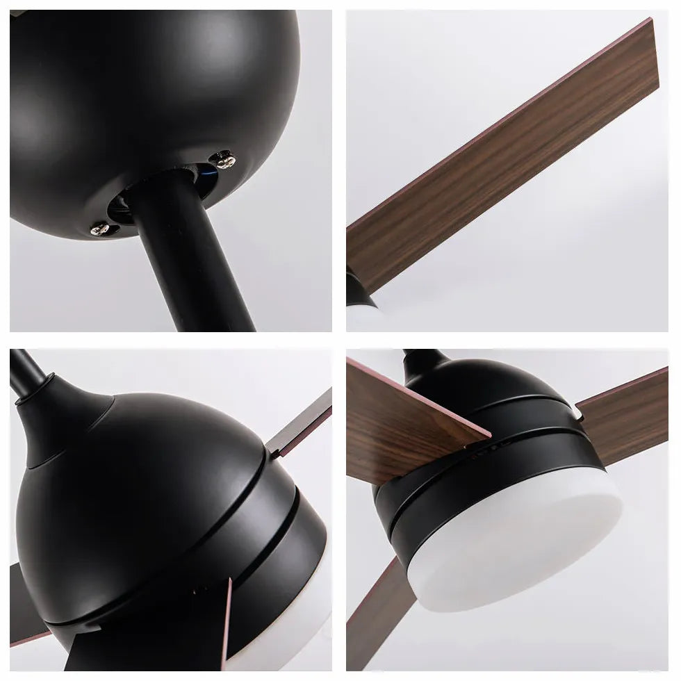 Black Ceiling Fan With Light For Study Room Haydn Metal Dimmable Ip20