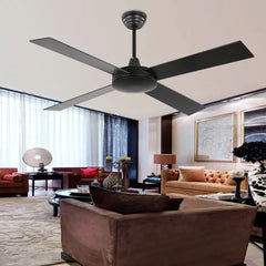 Black Ceiling Fan With Light For Study Room Haydn Metal Ip20