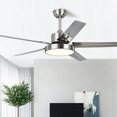 Silver Ceiling Fan With Light For Study Room Haydn Metal & Acrylic Dimmable Led