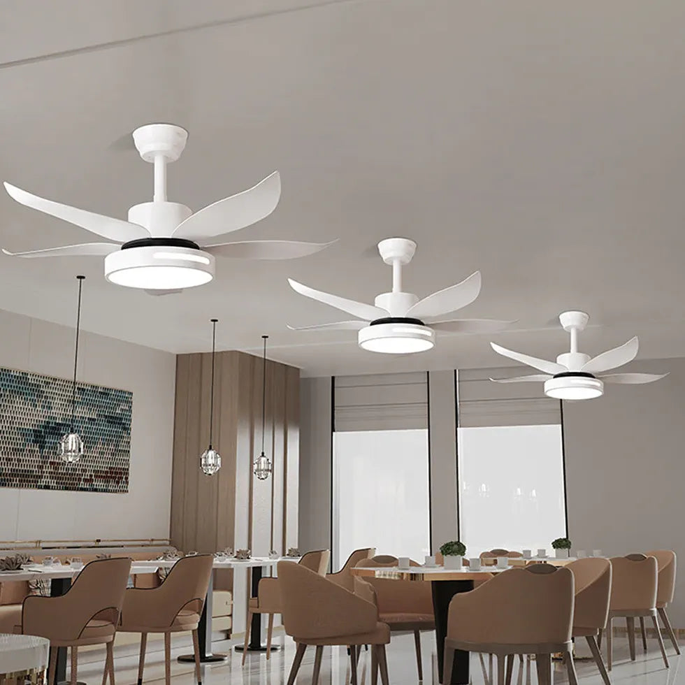 White Ceiling Fan With Light For Study Room Haydn Metal Led Ip20