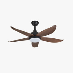 Black Ceiling Fan With Light For Study Room Haydn Metal & Wood Dimmable Led