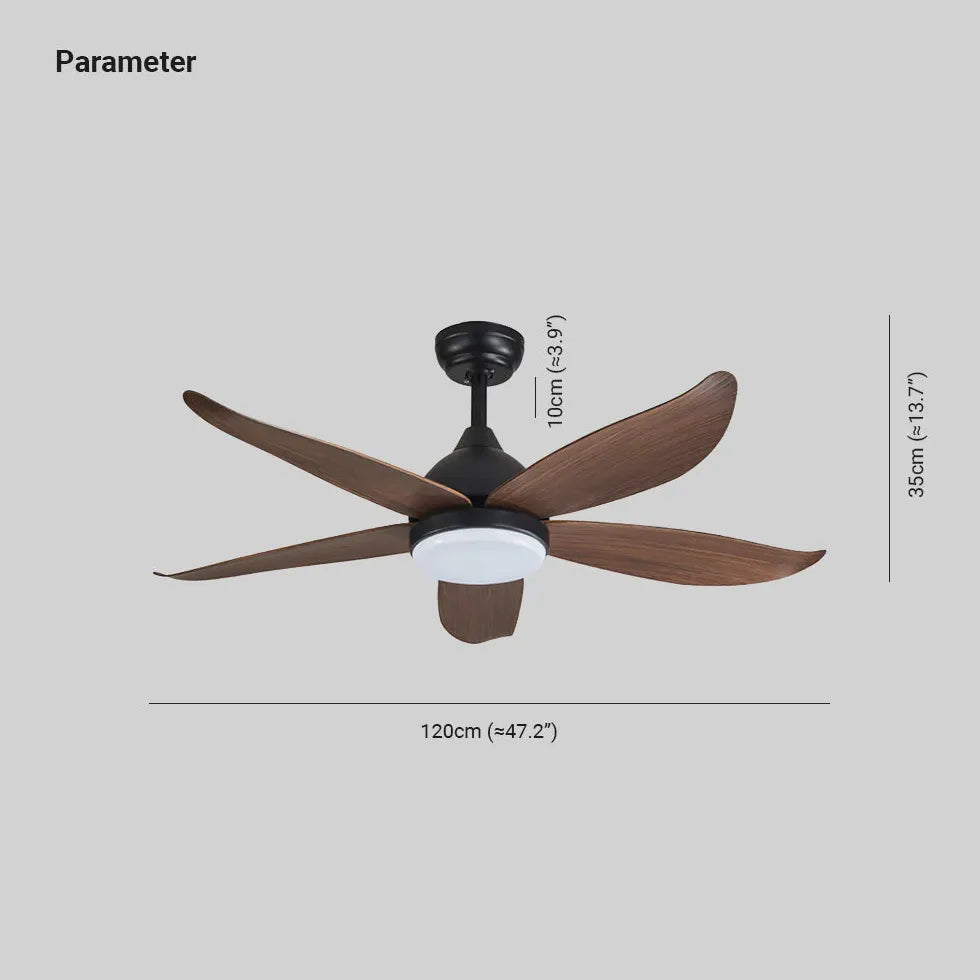 Black Ceiling Fan With Light For Study Room Haydn Metal & Wood Dimmable Led