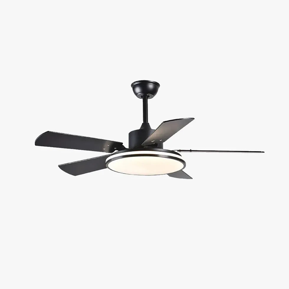 Black Ceiling Fan With Light For Study Room Haydn Metal & Acrylic Led Ip20