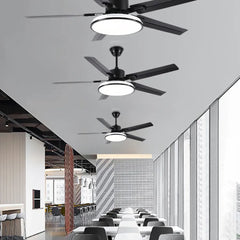 Black Ceiling Fan With Light For Study Room Haydn Metal & Acrylic Led Ip20