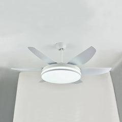 Black Ceiling Fan With Light For Study Room Haydn Metal Dimmable Ip20 Led