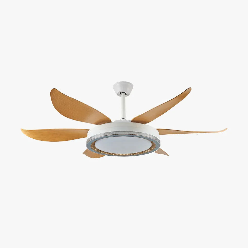 White Ceiling Fan With Light For Study Room Haydn Metal & Acrylic Ip20 Dimmable Led