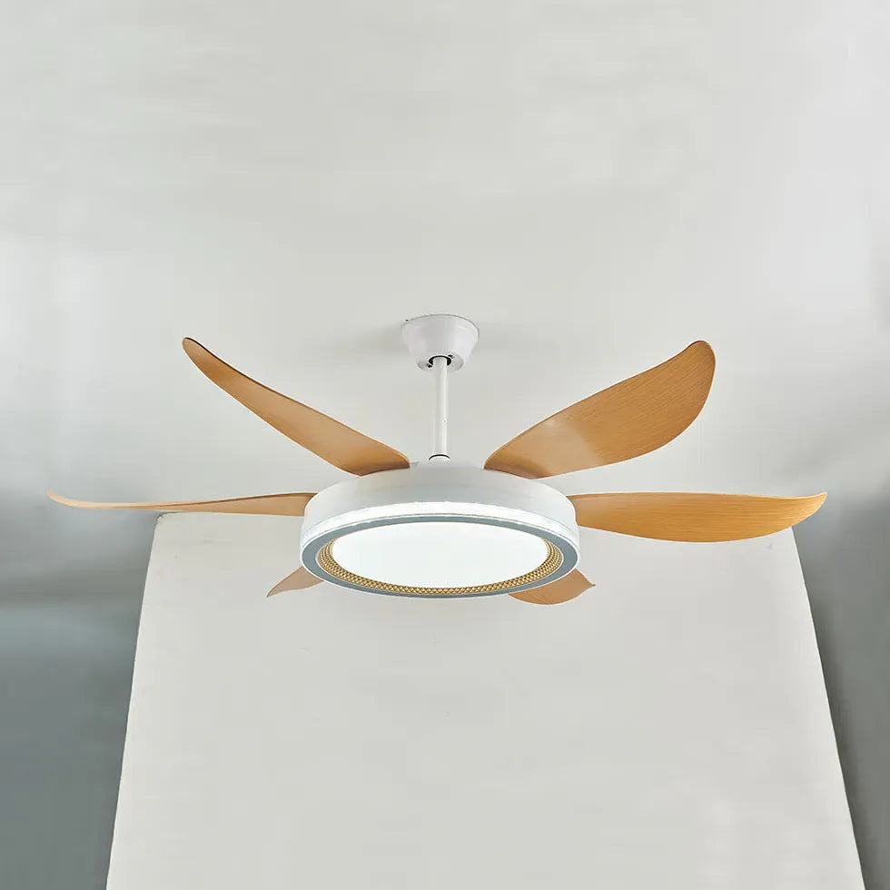 White Ceiling Fan With Light For Study Room Haydn Metal & Acrylic Ip20 Dimmable Led