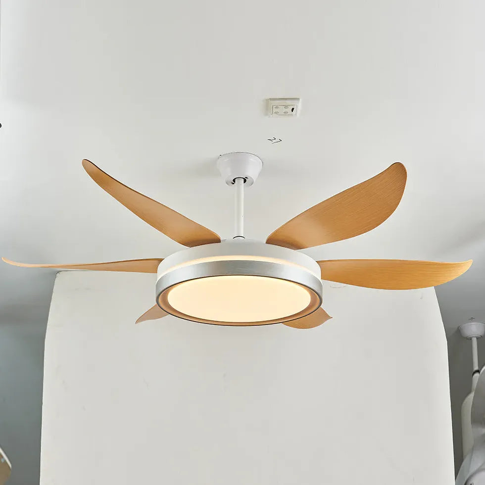 Gold Ceiling Fan With Light For Study Room Haydn Metal Ip20 Led Dimmable