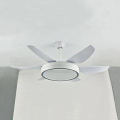 White Ceiling Fan With Light For Study Room Haydn Metal Dimmable